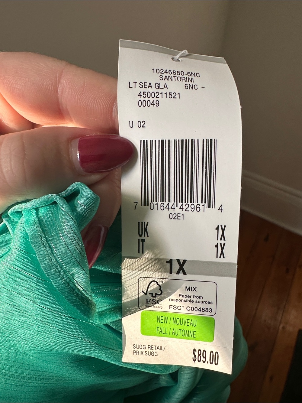 NWT ANNE KLEIN Turquoise Y2K Deadstock Ruffle Preppy Vacation Shimmer Blouse 1X - Picture 6 of 6